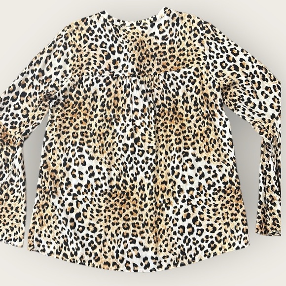 Savanna Jane Floral Embroidered Leopard Print Bell Sleeve Blouse Size Medium - Picture 13 of 15